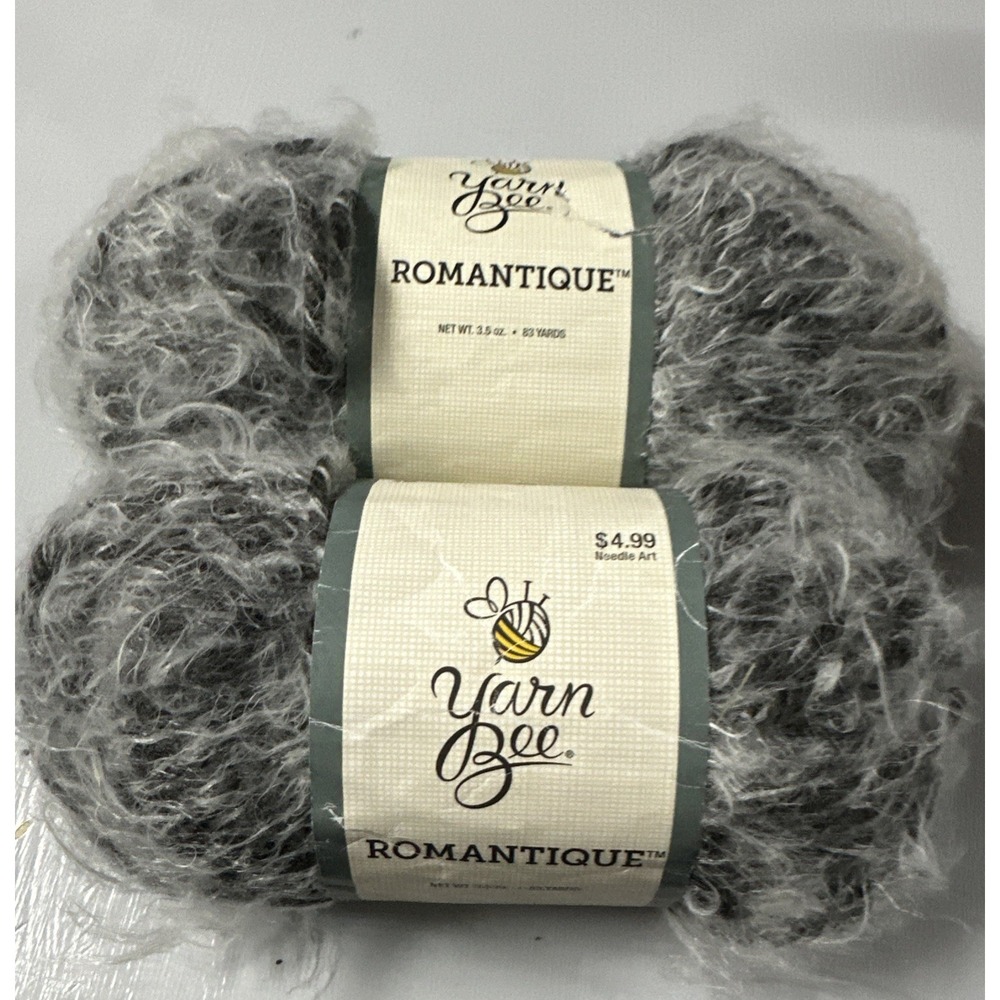 (2) Yarn Bee ROMANTIQUE Yarn VANILLA FROSTING Acrylic Polyamide 3.5oz 83yds